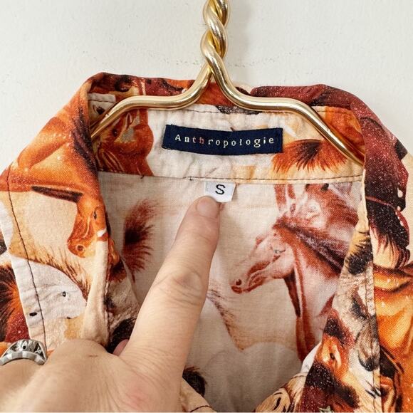 Rare Vintage 90s Anthropologie Wild Horse Blouse Western Cowgirl Shirt S - Picture 8 of 9